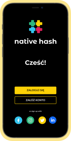 NativeHash - login screen to the platform